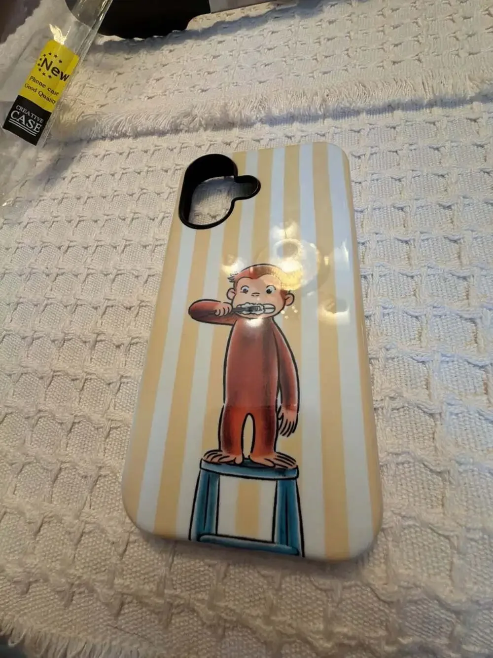 Creative Case Curious George Brushing Teeth Striped iPhone 17